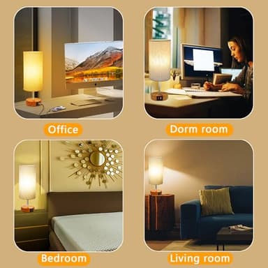 Aokudoni Stepless Dimming Small Lamp with 3 Color Temperature, Touch Table Lamps for Nightstand with USB A + C Ports, Bedside Lamps for Living Room Bedroom, Gifts for Girl Mom, Beige - Image 6