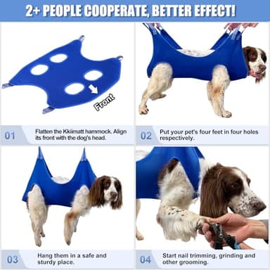 Kkiimatt 10 in 1 Pet Grooming Hammock Harness with Nail Clippers/Trimmer, Nail File, Dog Hammock/Grooming Sling for Nail Trimming/Clipping - Image 4