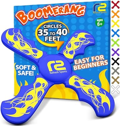 Fun Boomerang for Kids - Stocking Stuffers for Kids 8-12 - Soft & Easy to Use - Best Gifts for 6 7 8 9 10 Year Old Boys & Girls + 2025 Top Toys for Boys Age 8-12 - Fun Outdoor Toy for Boy Gift Ideas - Image 1