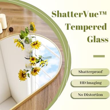 BEAUTYPEAK 30"x40" Arch Bathroom Mirror, Wall Mounted Vanity Metal Frame Mirror for Bedroom, Entryway, Living Room, Gold - Image 2