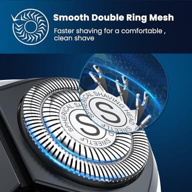 SweetLF Electric Razor for Men with Pop-Up Trimmer, IPX7 Waterproof Electric Shaver, Rechargeable Cordless Shavers for Men, Type-C, 120Mins Runtime, Plug & Play, Blue - Image 4