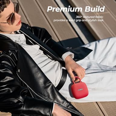 TOZO PE1 Portable Bluetooth Speakers with Adjustable Carabiner, Mini Bluetooth Wireless Shower Speaker with IPX8 Waterproof, 32H Playtime Punchy Bass Audio Speaker for Home, Outdoor and Travel, Red - Image 7