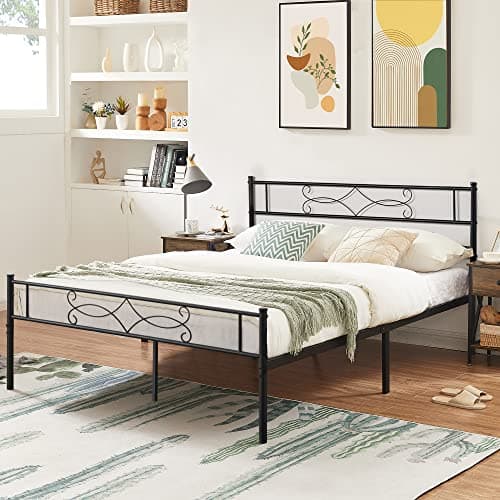 VECELO Queen Size Metal Platform Bed Frame with Headboard/Steel Slat Support/No Box Spring Needed/Easy Assembly - Image 1
