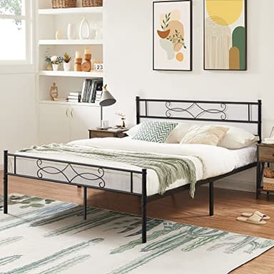 VECELO Queen Size Metal Platform Bed Frame with Headboard/Steel Slat Support/No Box Spring Needed/Easy Assembly - Image 1