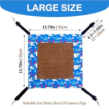 BESNEW Enlarged Guinea Pig Hammock with Summer Mat,Cooling Guinea Pig Cage Accessories Ferret Rat Waterproof Hanging Hammock for Small Animals Hiding Sleeping,Adjustable Length 13.8x13.8 in - Image 2
