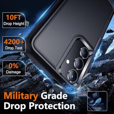 SPIDERCASE Designed for Samsung Galaxy S24 FE Case, [10 FT Military Grade Drop Protection], 2 Pack [Tempered Glass Screen Protector+Camera Lens Protector] Heavy Duty Shockproof Case, Black - Image 2