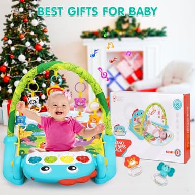 UMIKU Baby Gym Play Mats Baby Toys Tummy Time Mat Musical Activity Center for Newborn Infant Piano Babies Play Mat Music & Light Newborn Infant Gifts for Babies 0-3 6 9 12 Months Dinosaur Style - Image 6