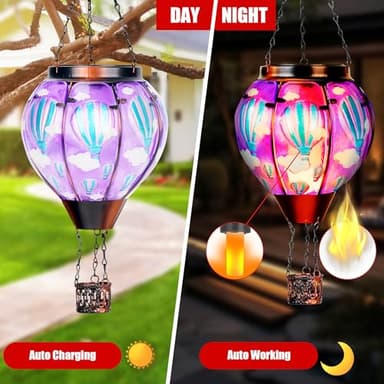 Solar Lantern Outdoor Waterproof, Hanging Lantern for Backyard Porch Patio Lawn Pathway Decor, Yard Decorations, Hot Air Balloon Garden Gifts - Image 4