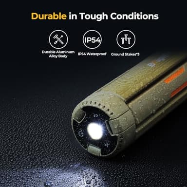 BougeRV Telescopic Camping Light, 15600mAh Collapsible Outdoor Light, Rotatable Electric Lantern, IP54 Waterproof Flashlight, Cordless Camping Tent Lamp for Emergency, Camping, Hiking, 2025 Version - Image 8
