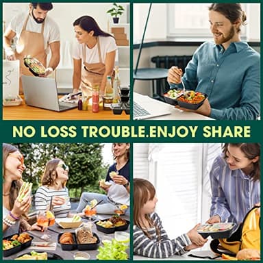 Glotoch 50 Pack 32 oz Meal Prep Containers Reusable, 2 Compartment Food Containers with Lids To Go Containers, Lunch-Microwave, Freezer, Dishwasher Safe - Image 7