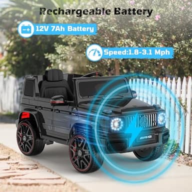 ANPABO Licensed Mercedes-Benz G63 Car for Kids, 12V Ride on Car w/Parent Remote Control, LED Headlights, Music Player & Horn, Soft Start, Low Battery Prompt, Kids Electric Vehicle, Black - Image 4
