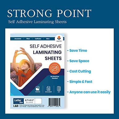 Self Stick Laminating Sheets 8.7 x 12.2 Inches, 4mil, Pack of 20, No Heat, No Machine, Peel and Stick Laminating Sheets, Self Adhesive Contact Paper, Self Sealing Clear Vinyl Stickers by VIOLLETO" - Image 2