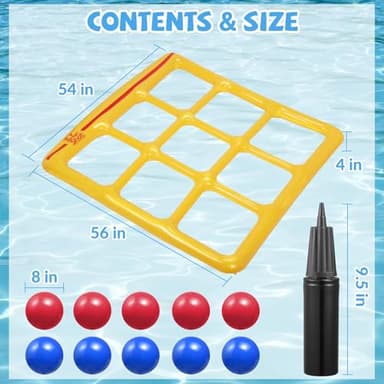 TicTac Shot Pool Toys Games Set- Tic-Tac-Toe Inflatable Pool Toy with 10 Balls - for Adults Teens Kids 2-10 Players - Image 5