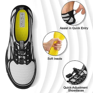 Water Shoes for Men Women River Shoes Adult Swim Beach Lake Pool Aqua Socks Barefoot Quick Dry for Hiking Surfing Kayaking Cruise Ship Essentials Size Women 8.5 / Men 7(White) - Image 4