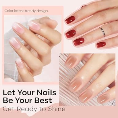 modelones Jelly Nail Polish of 6 Colors Sheer Nude Mini Nail Polish Set Natural Jelly Red Pink Brown Colors Quick Dry Fingernail Polish for DIY Fall Winter Nail Art Salon Home Gift for Women Girl - Image 3