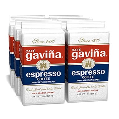 Café Gaviña Espresso Coffee: Rich, Dark Roast Blend with Spicy Chocolate Notes - Fine Ground for Lattes, and Cappuccinos - 6 Pack of 10 oz Bricks - Image 1