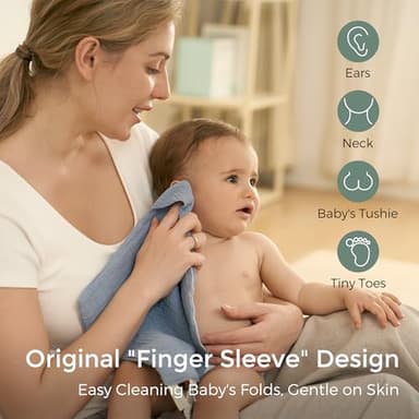 Momcozy Soft & Absorbent Baby Washcloths - 4 Layer Design| Medium Thickness| Premium Cotton for Newborns' Skin-Great for Bathing, Wiping & on-The-go Use, Shower Gift and Essential(5 Pack, 10x10 inch) - Image 3
