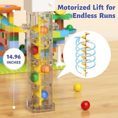 Marble Run Toy Motorized Elevator Marble Maze Kit with Perpetual Motion Machine, Building Block Educational Construction Game Playset STEM Learning Hand Eye Coordination Training Unlimited DIY - Image 2