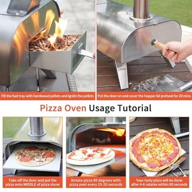 BIG HORN OUTDOORS Pizza Ovens Wood Pellet 12” Pizza Oven Cooking Pizza Maker Portable Stainless Steel Pizza Grill, Silver Portable Party use - Image 9