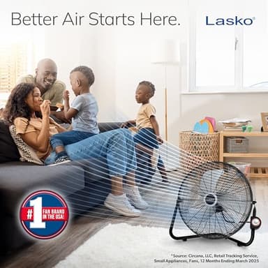 Lasko 20" Black High Velocity Wall Mount Fan with Pivoting Head - 3 Speeds, Ideal Wall Mount Fan or Floor Fans for Home, Garage, Attic, 2264QM - Image 2