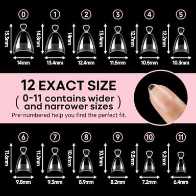 UNA GELLA Almond Gel Nail Tips Short: Half Cover Almond Shape Nail Tips Matte 216pcs Clear Gelly Tips for Saving Nail Extension DIY Nail Art, Self-handle 12Sizes - Image 7