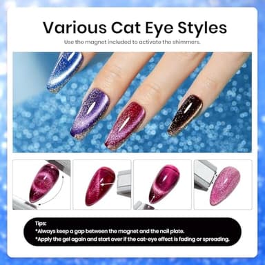 Beetles Cat Eye Gel Nail Polish Set - 36 Colors Red Purple Brown Green Burgundy Magnetic Christmas Gel Polish Kit Base Gel Glossy Matte Top Coat Magnet Soak off UV DIY Salon Nail Art Gift for Women - Image 7