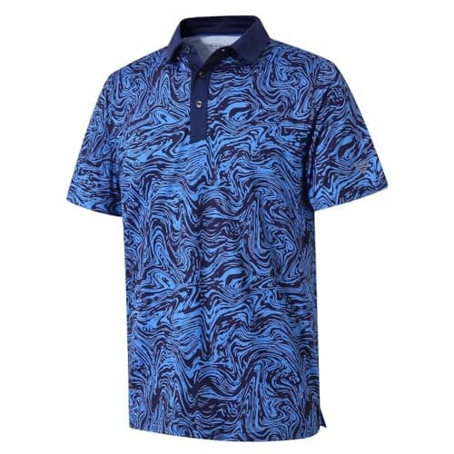 Golf Shirts for Men Dry Fit Short Sleeve Print Performance Moisture Wicking Polo Shirt - Image 1
