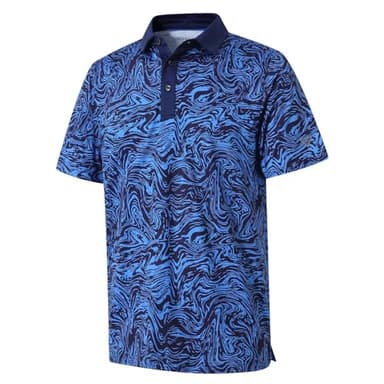 Golf Shirts for Men Dry Fit Short Sleeve Print Performance Moisture Wicking Polo Shirt - Image 1