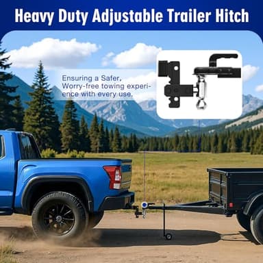 DEWOT Adjustable Trailer Hitch Fits 2" Receiver - Heavy-Duty 12,500 lbs GTW Aluminum Tow Hitch with Dual Ball (2" & 2-5/16"), 6" Drop/Rise, 4 Silencer Pads & Anti-Theft Lock for Trucks and SUVs - Image 2
