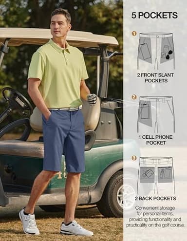 PULI Mens Golf Hiking Shorts Lightweight Casual Dress 12" Inseam Work Stretch Travel Hybrid Quick Drying with Pockets - Image 5