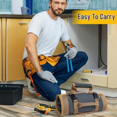 Tool Bag Tool Bags for Men Heavy Duty Tool Organizer, Portable Roll Up Tool Bag Gifts For Him, Mechanic, Electrician and Hobbyist, Car Tool Roll Organizer - Image 7