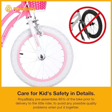 RoyalBaby Stargirl Kids Girls Bike Bicycle with Basket Training Wheels Kickstand 16 Inch Pink - Image 6