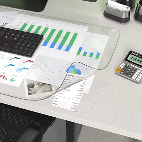Oterri Clear Writing Desk Pad, 35.4’’x17” Heat Resistant Waterproof PVC Round Edge Durable Desk Protect Mat, Anti-Static Writing Mat Table Protector - Image 1