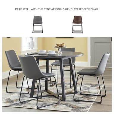 Signature Design by Ashley Centiar Mid Century Round Dining Room Table with Metal Legs, Gray & Black - Image 6