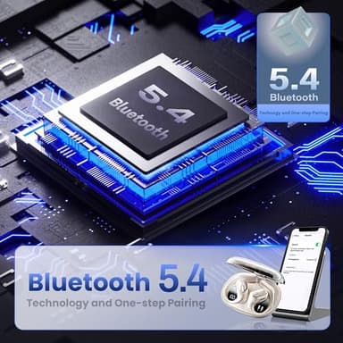 Open Ear Headphones Earbuds wireless - 5.4 Bluetooth Ear Buds with LED Digital Display IPX7 Waterproof, Wireless Headphones Touch Control Air Conduction Stereo Sound with 18.2mm Drivers 80H Playtime - Image 8