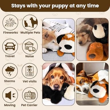 Trail Tail Dogs Calming Toy with Heartbeat, Dog Anxiety Relief Calming Aid,Anxiety Relief for Dogs Calming,Box Included a pet Calming Collars,48h Warm Pack,Plush Puppy Toy,Heartbeat Toy(Black) - Image 6