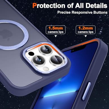 Lufanbis Magnetic for iPhone 13 Pro Max Case with Ring Stand, [10 FT Drop Protection] [Velvety Touch] Slim Translucent Matte Back Shockproof Phone Case for iPhone 13 Pro Max 6.7'', Blue - Image 6