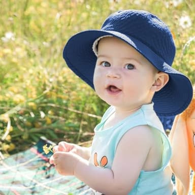 HONGTEYA Baby Sun Hat Toddler Girl Beach Hat Adjustable Outdoor Summer Hat UPF 50+ Sun Protection Wide Brim Infant Kids Navy - Image 7