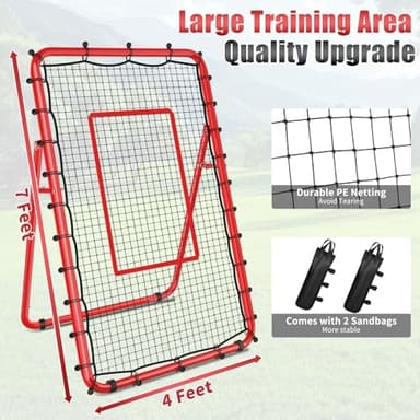 TomCare 7x4FT Volleyball Rebounder Net Bounce Back Training Equipment with 5 Adjustable Angles Volleyball Practice Net for Bumping & Spiking Portable & Steady Indoor Outdoor Rebound with Sandbags - Image 3