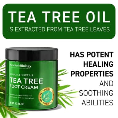 New York Biology Tea Tree Oil Foot Cream for Dry Cracked Feet, Athletes Foot, Nail Fungus, Jock Itch, Ringworm, Cracked Heels and Itchy Skin - Foot Cream - 8 oz - Image 4