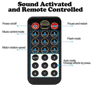 memzuoix Disco Ball Dj Strobe Light with 6 Colors, Sound Activated Big-Size Magic Stage Party Light with Remote Control, Halloween Decorations Bar Wedding Home Club (7'' Big Size) - Image 4