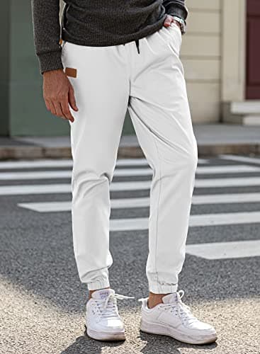 JMIERR Mens Casual Joggers Pants - Cotton Drawstring Chino Cargo Pants Hiking Outdoor Twill Track Jogging Sweatpants Pants with Pockets for Men, 4XL, C White - Image 7