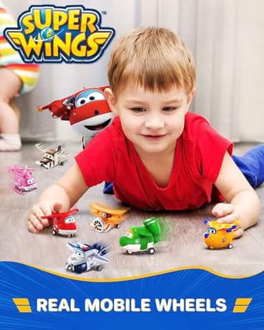 Super Wings Toys, Transformable Toys 2 Inch, Airplane Toy for Kids 3-5 Years Old, 15 Packs Transforming Jet Playset, Real Mobile Wheels, Birthday Party Supplies for Preschool Boys and Girls - Image 6