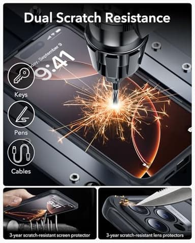 ESR for iPhone 16 Pro Max Case, Compatible with MagSafe, Full-Body Military-Grade Drop Proof Case with Built-in 9H+ Tempered Glass Screen Protector, Armor Series, Clear Black - Image 8