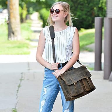 KomalC 16 Inch Leather briefcase Laptop Messenger Bags for Men and Women Best Office Satchel Bag - Image 7