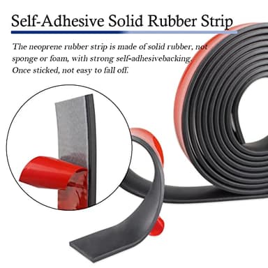 Neoprene Rubber Strips Self Adhesive Solid Rubber Sheets, Rolls & Strips for DIY Gaskets Crafts Pads Seals Warehouse Flooring Neoprene Sheet with Adhesive Backing (1" Wide x 1/8" Thick x 20' Long) - Image 2