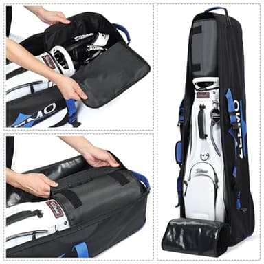 ZEEMO Golf Travel Bag, Full-Open Protective & Wheeled Airline-Approved Case for Clubs, Cart&StandBag, Soft-Sided Waterproof Cover Made of Heavy Duty Oxford, Black - Image 3