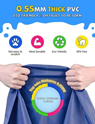 VISTOP Non-Slip Splash Pad for Kids, Thicken Sprinkler Pool Summer Outdoor Water Toys - Fun Backyard Fountain Play Mat for Baby Girls Boys Children or Pet Dog (77 inch, Red&Yellow&Green&Blue) - Image 2