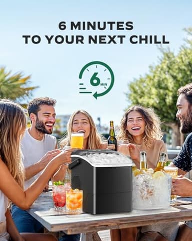 Marsail Ice Makers Countertop, 26 lbs per Day, Fast Ice in 6 Minutes, Self-Cleaning Ice Maker, Compact Countertop Ice Machine for Home, Kitchen/Office/Parties - Image 2
