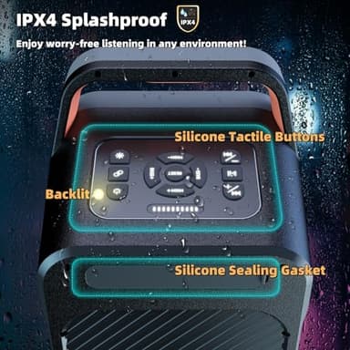 Foxdawn Portable Bluetooth Speaker: 240W Peak Powerful Loud Sound Deep Bass Wireless Boombox Large Subwoofer 15 Hours Battery Life Fast Charging with Led Light Show for Party Outdoor Camping Backyard - Image 6